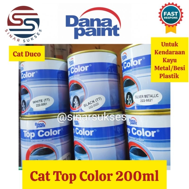 Top Color 200ml Kecil Danapaint Hitam/White/Black TT/Black Doff Cat Mobil Kayu Besi Duco Nc