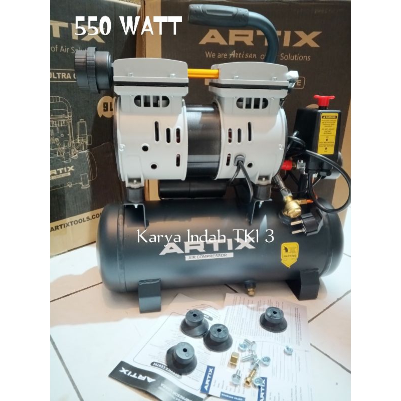 Kompresor Angin ARTIX OA 07-09 3/4HP Oiless SILENT 8BAR Tanpa Oli 9L OA 0709