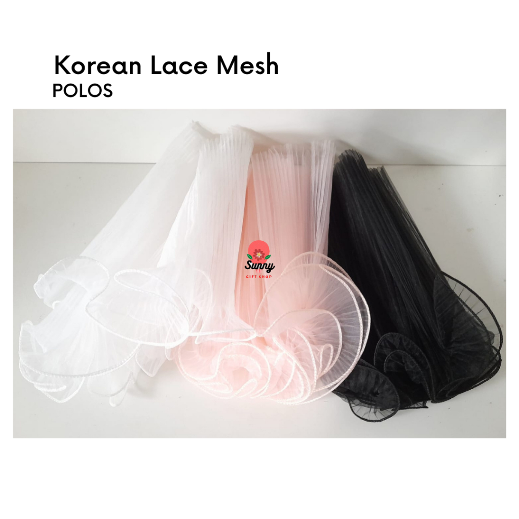 

Korean Lace 28cm * 3.8 m / Korean Lace Mesh / Tile Wrapping Flower Wavy Keriting Buket Bouquet Bunga / Renda Wrapping / Renda Kain