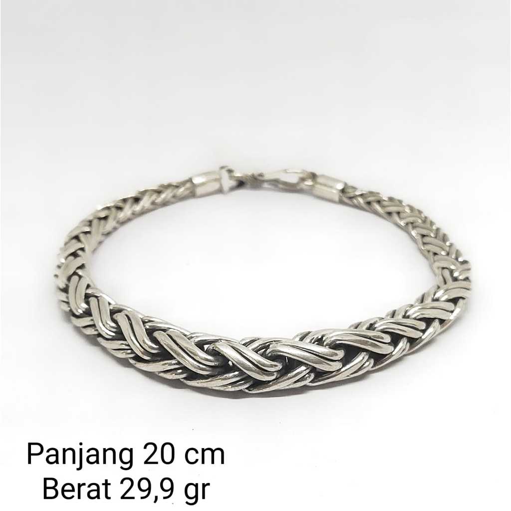 Gelang Brecelet Anyam Double Wire Perak Silver Bali Asli 925 Pria Wanita Elegant Mewah