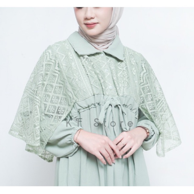Gamis Crinkle Brokat Sayap rompi dress