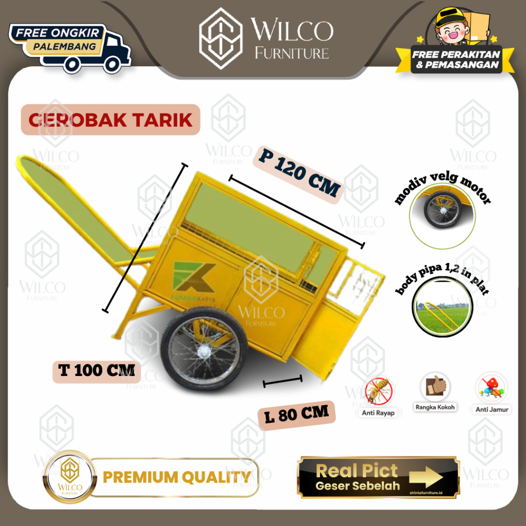 Grobak Tarik Sorong | Gerobak Sampah Dorong Besar Bisa Custom Logo | Gerobak Sampah Kebersihan | Tem