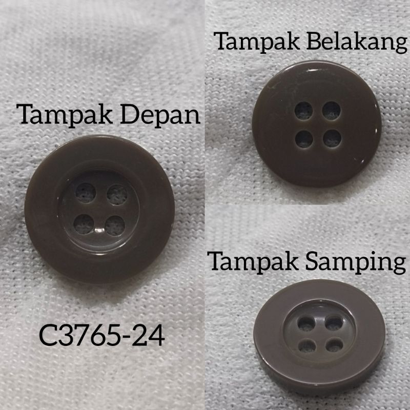 Kancing outer warna coklat tua ukuran 24L /15mm KUALITAS EXPORT C3765-24 CW06 Coklat Tua