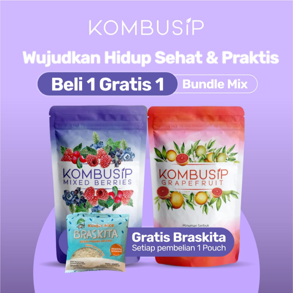 

Kombusip Kombucha Mix Flavor Berries Grapefruit Minuman Teh Serbuk 10 Sachet