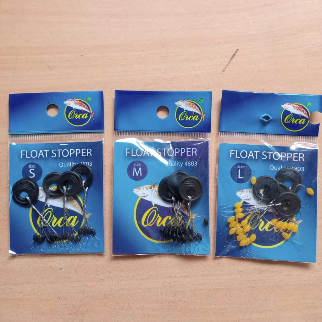 Stopper Orca Isi 4Pcs Stopper Pembatas Pelampung Dan Timah Stopper Pancing Bulat Hitam Kuning