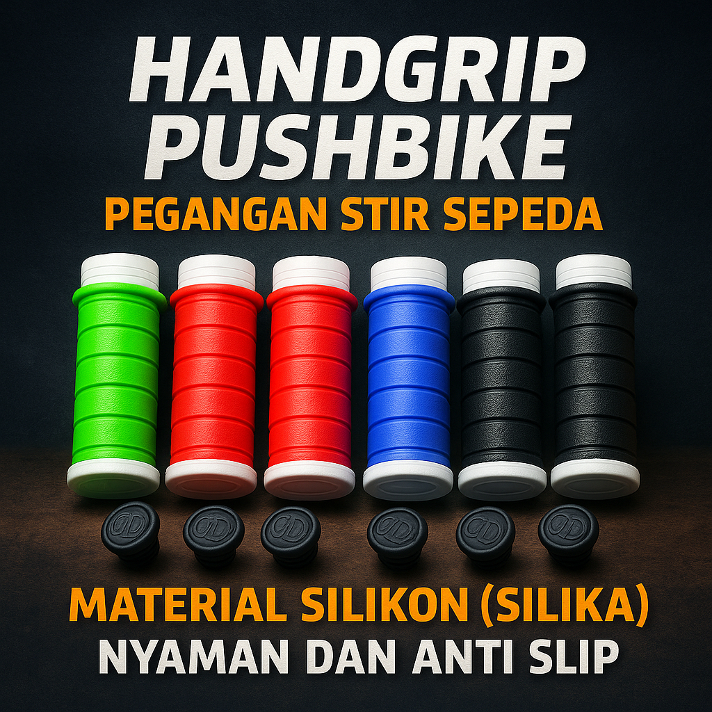 Handgrip Grip Pegangan Stir Sepeda Pushbike/Balance Bike, Material Silikon (Silika), Tipe Tarik, Nya