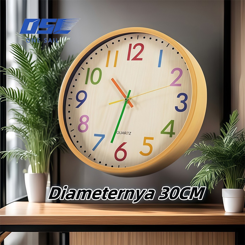 ONESAIL Jam dinding digital motif bambu warna retro Nordic  jam dinding cantik  jam dinding senyap g
