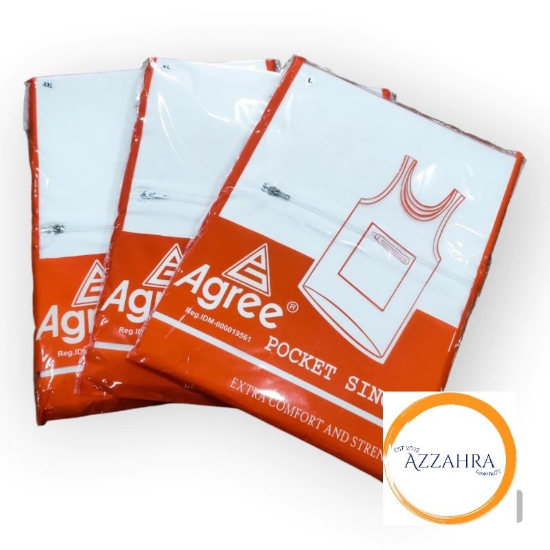Singlet Haji Pria/ Baju kaos dalam Kantong Resleting / Baju singlet haji Pria Merk Agree (Azzahratos