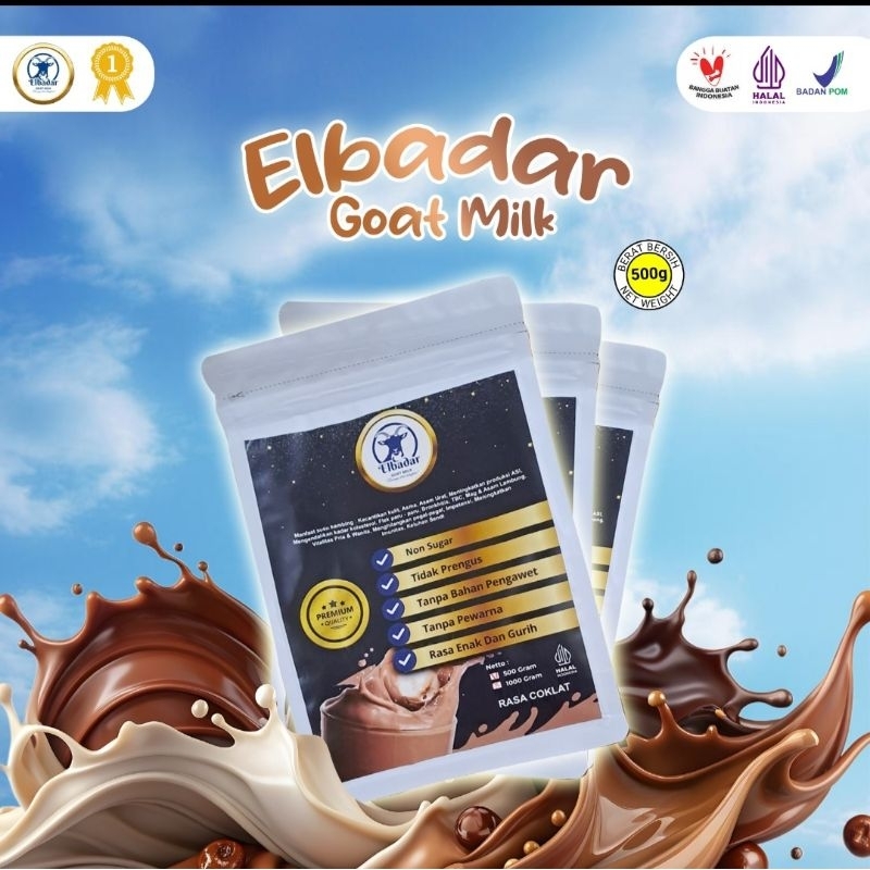 

Susu bubuk kambing bubuk elbadar goat milk rasa coklat 500 gram setengah kilo