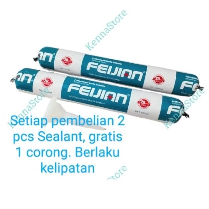 FEIJIAN Lem Sealant Silicone Sosis Netral 600 ml warna Coklat/Brown