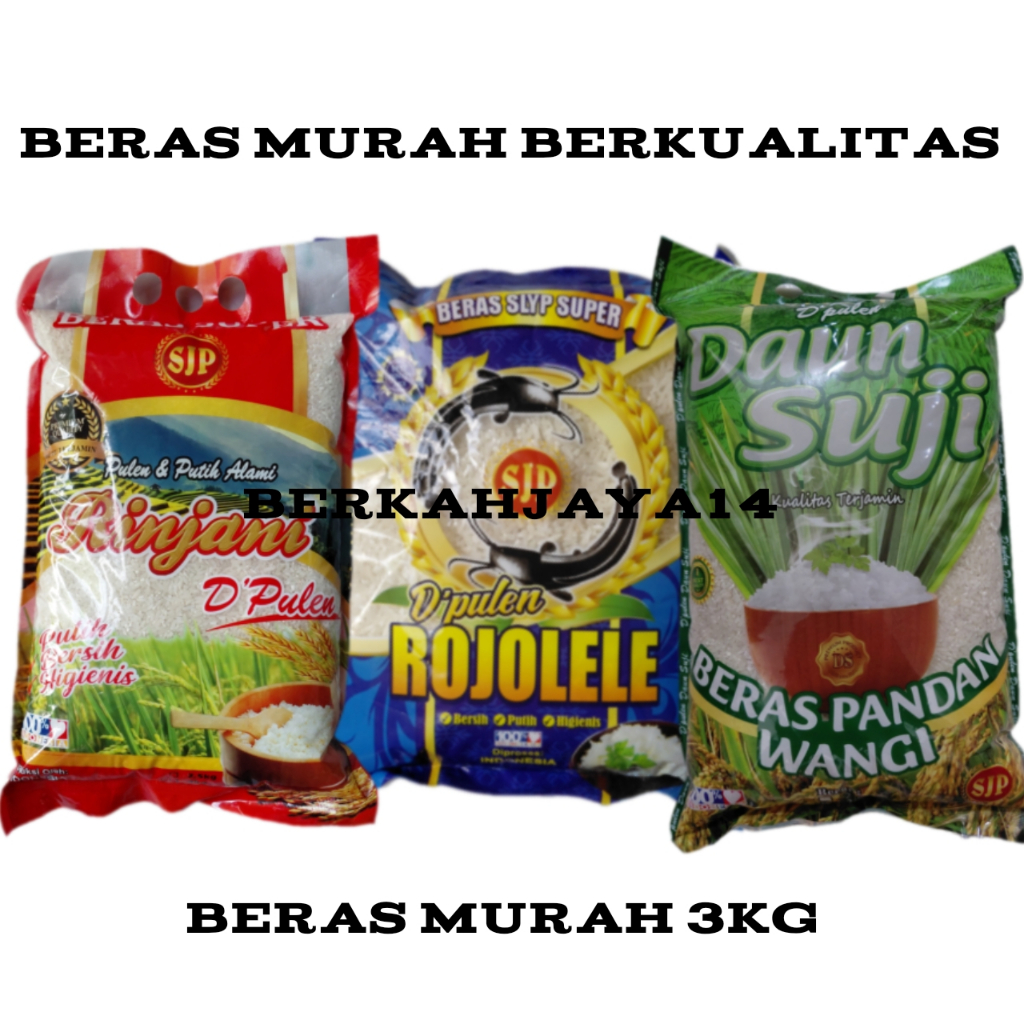 

Jual Beras 3KG ROJOLELE, RINJANI & DAUN SSUJI Murah Berkualitas.