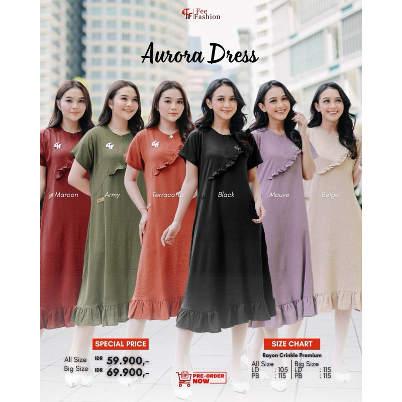 AURIRA DRESS, daster fee fashion, daster crinkle , daster rempel