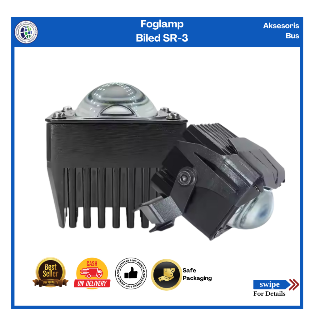 [ORIGINAL] Foglamp Biled Bus Laksana SR-3/Lampu Mini Projie/Lensa 1 Mata LED Double Color