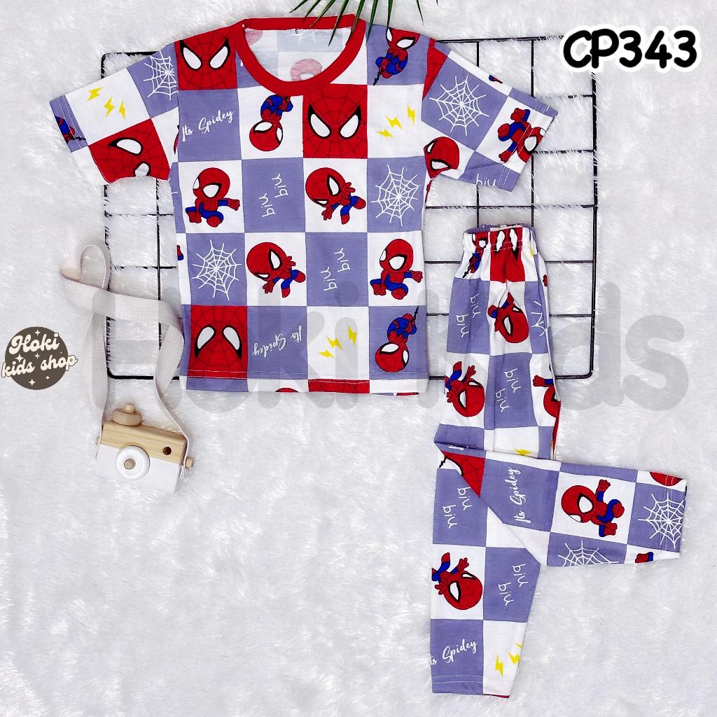 Setelan baju tidur anak 1-10 tahun bahan kaos motif SPIDER KOTAK stelan anak laki-laki/set piyama an
