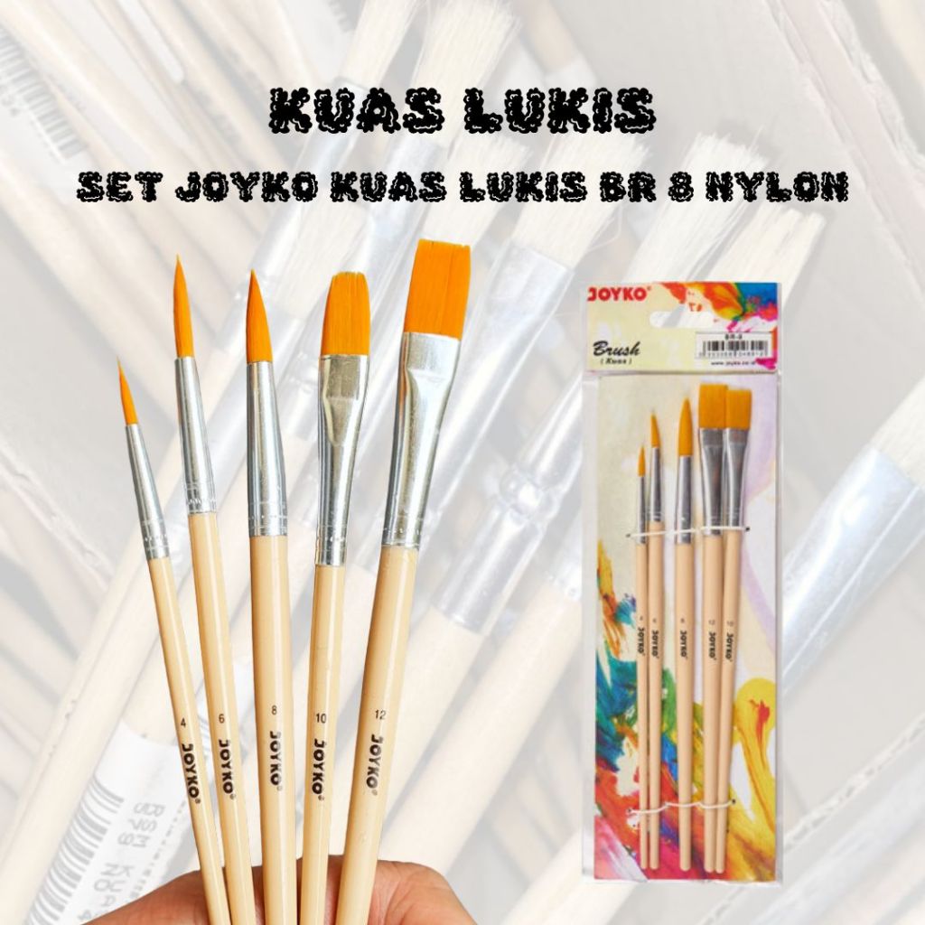 

Joyko Kuas Lukis BR 8 Brush Cat Air Nylon Set Isi 5