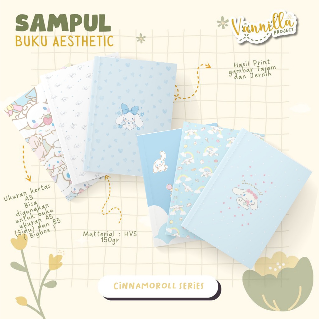 

8 Lembar Sampul Buku Aesthetic A5 & B5 Cinnamoroll Sanrio Series Vannilla Project