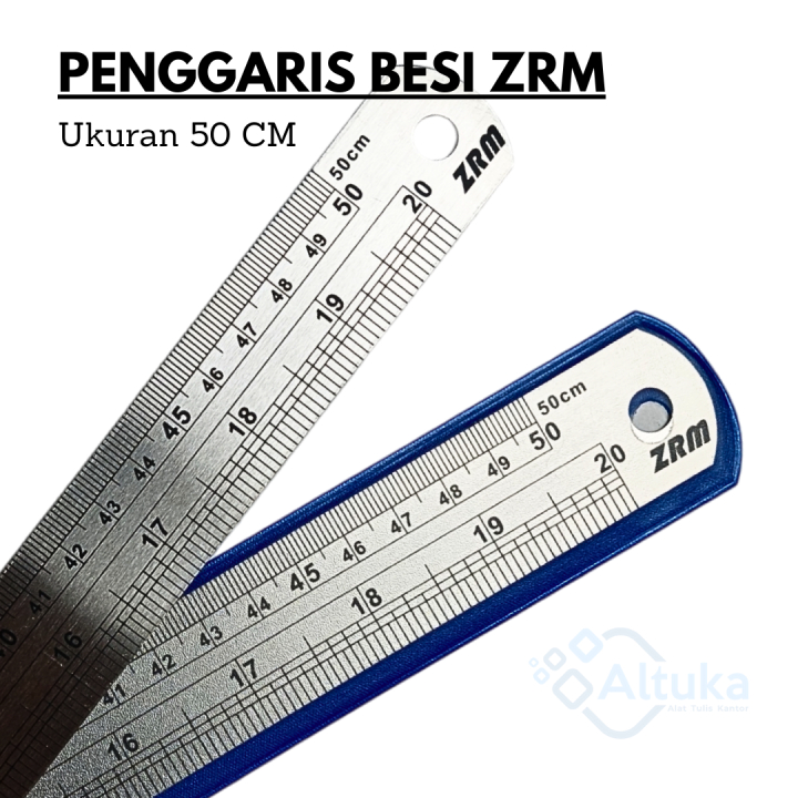 PENGGARIS MISTAR BESI STAINLESS 50 CM TEBAL DELI BAGUS ANTI GORES KARAT DRAFT RULLER
