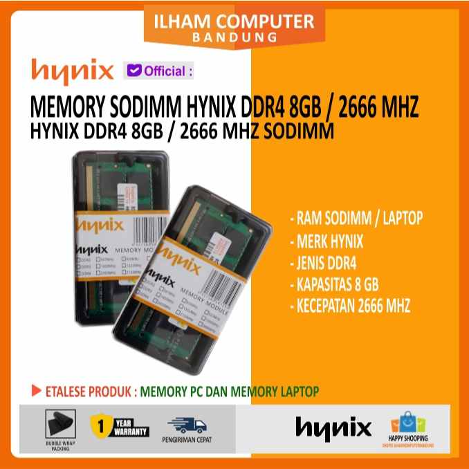 ALE MEMORY SODIM HYNIX DDR4 8GB 2666Mhz