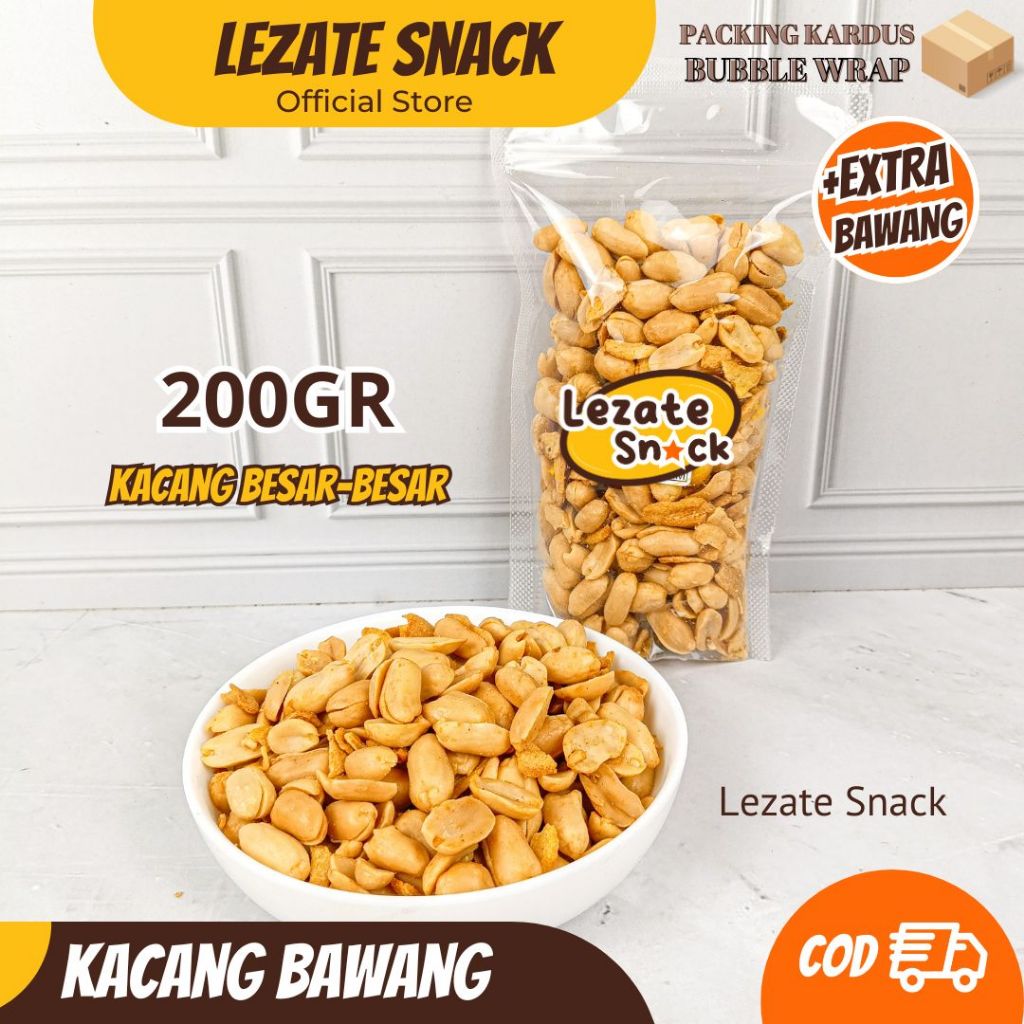 

Kacang Bawang Goreng 200GR Kualitas Premium Extra Bawang Kacang Bawang Besar Utuh Gurih Kacang Bali Ashoka Asin Murah Enak Renyah Lezate Snack