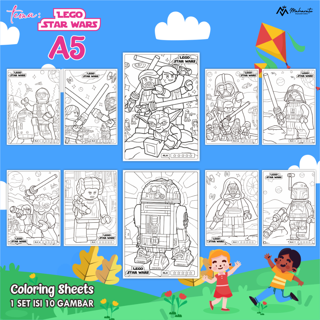 

[LEGO STAR WARS] KERTAS MEWARNAI ANAK - LEMBAR GAMBAR READY STOCK 1 SET - COLORING SHEET UK.A5