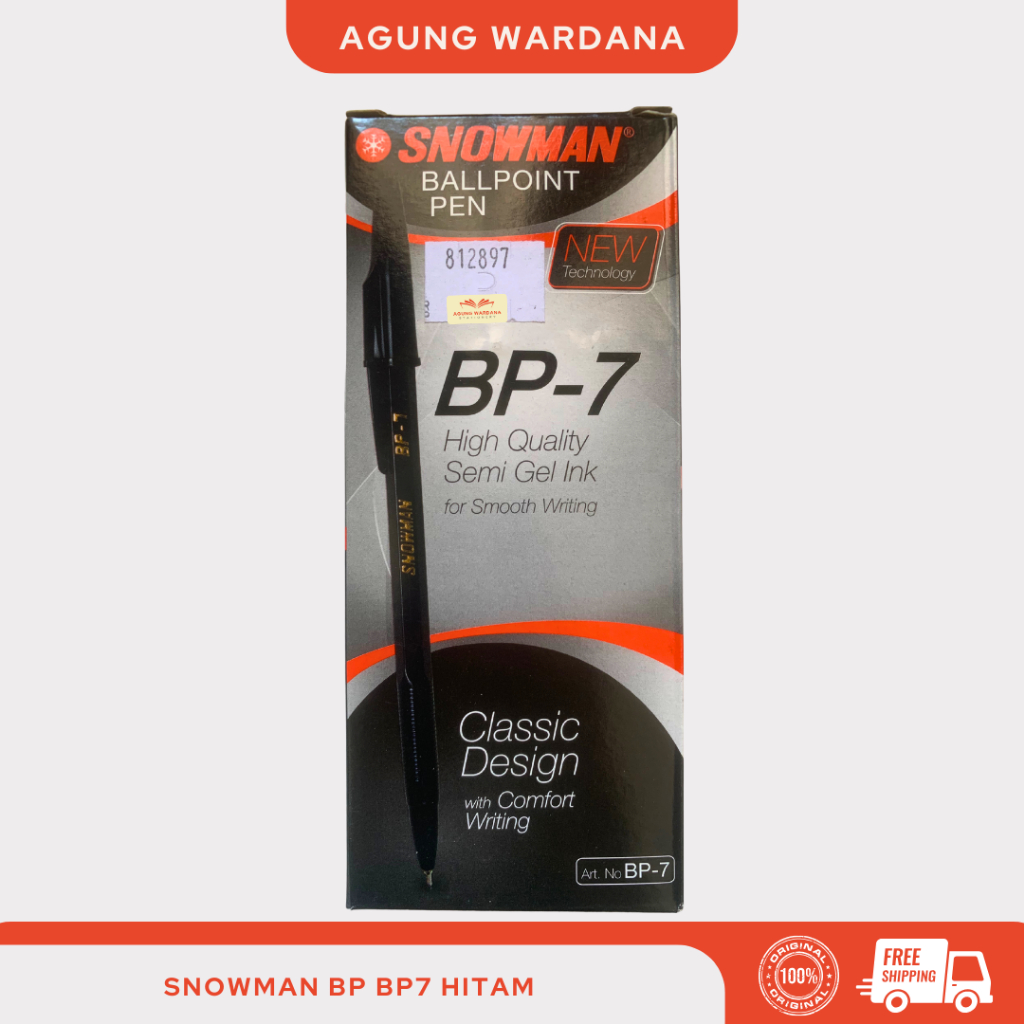 

BOLPOIN HITAM SNOWMAN BP-7 1 PACK