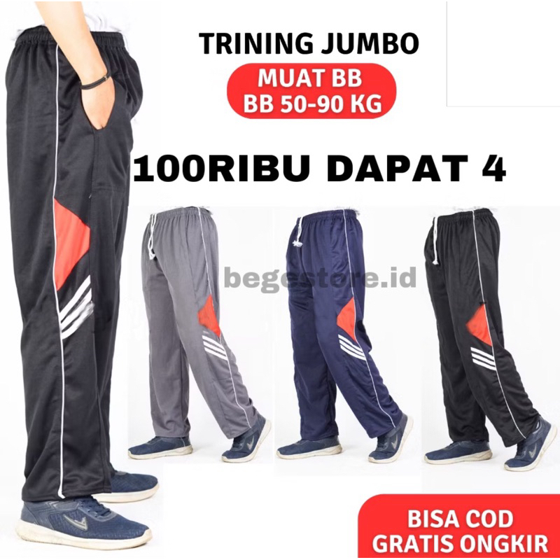 paket 4 celana training jumbo / celana training jumbo tebal / celana training dewasa