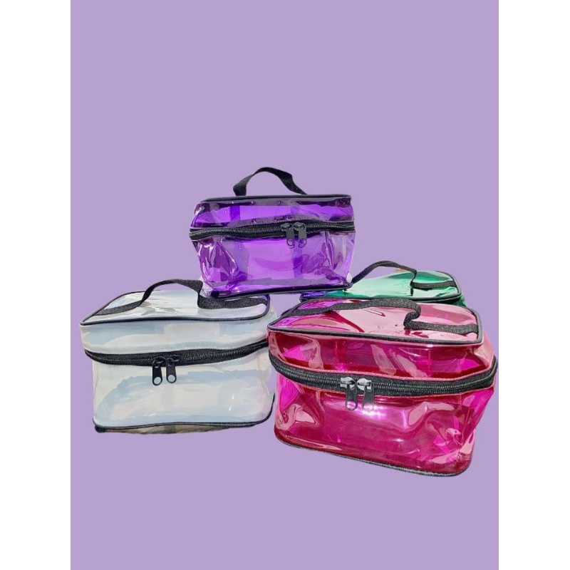COSMETIC BAG/ TAS KOSMETIK/ TAS MAKE UP/ POUCH MAKE UP/ TAS BONTOT JELLY TRANSPARANT PLASTIK PVC MIN