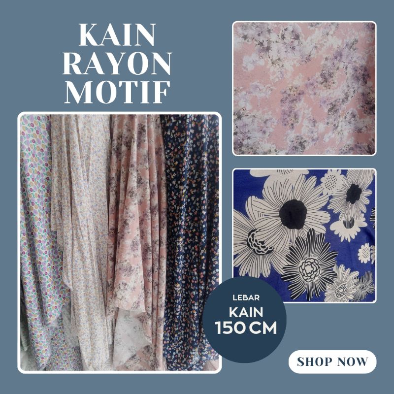 Kain Rayon Viscose Premium Motif Meteran, Bahan Gamis daster baju wanita