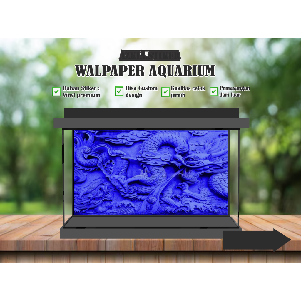 sticker skotlet wallpaper background hiasan aquarium custom gambar naga