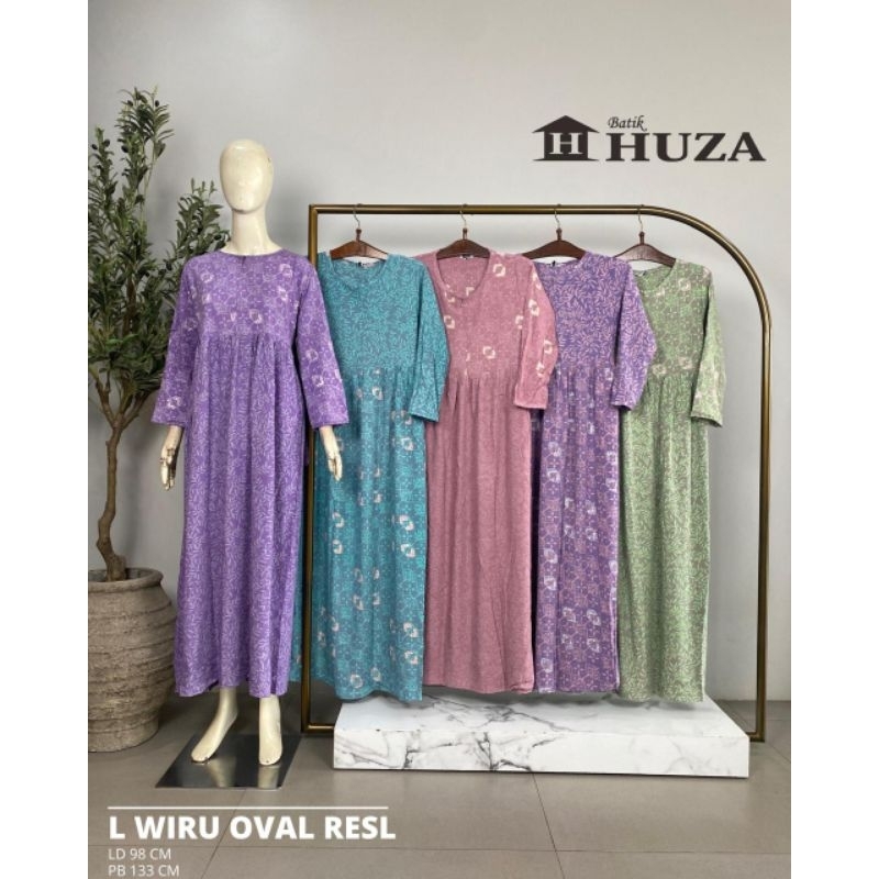 {LD 98 CM} Daster Huza Batik ll Longdres Wiru Oval Resl || Long Dress Muslimah Busui Friendly