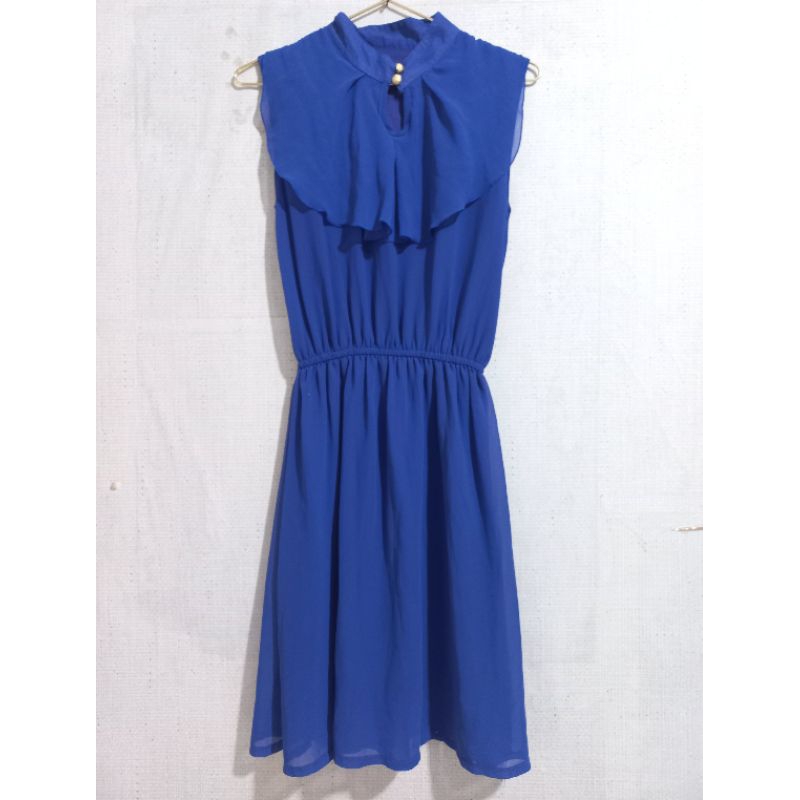 Dress wanita sifon biru electric pl