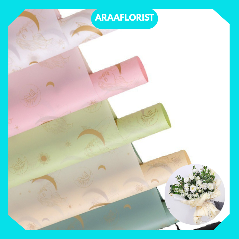 

KB111 20 LEMBAR Flower Wrapping Paper Cellophane Motif Moon Florist Waterproof