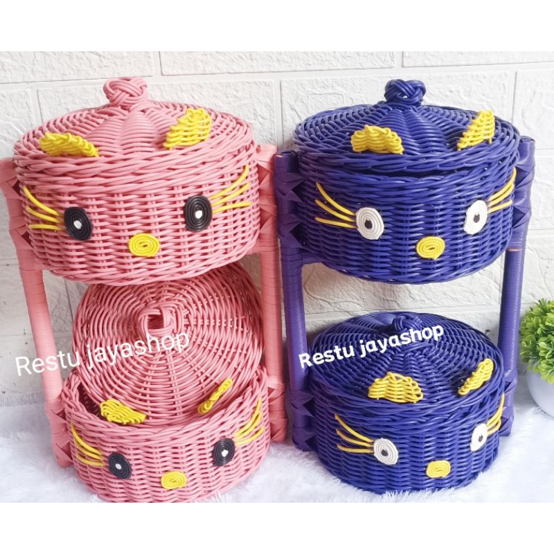 rak bawang rotan rak bumbu dapur rotan rak susun rotan sintetis ( K2 )