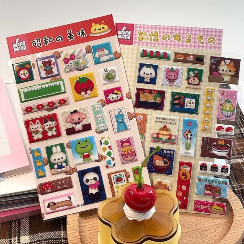 

[WindHeart] 1 lembar sticker sheet 3D puffy Japanese style sticker sheet cute animal character and food sticker sheet 22549