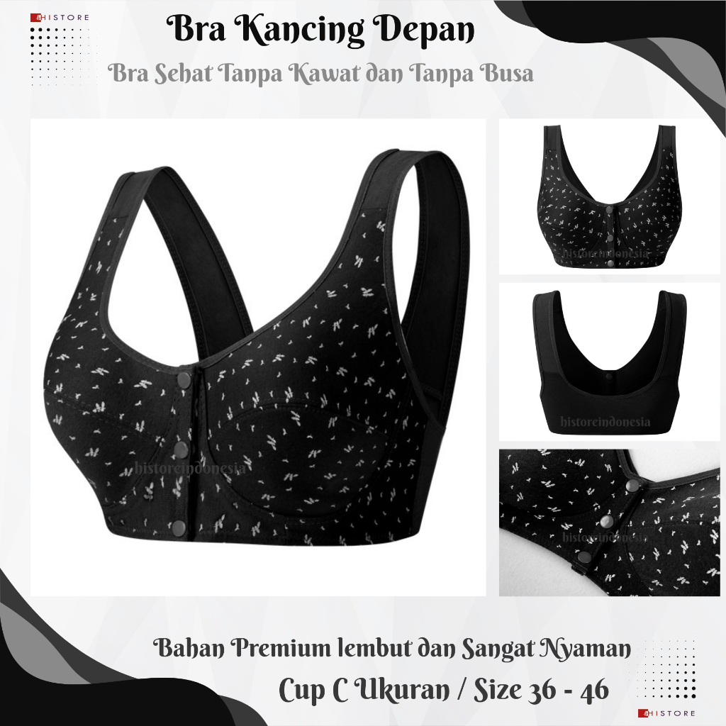 Bra BH Wanita Push Up Kancing Buka Depan Tanpa Busa & Tanpa Kawat Lembut & Nyaman 2074