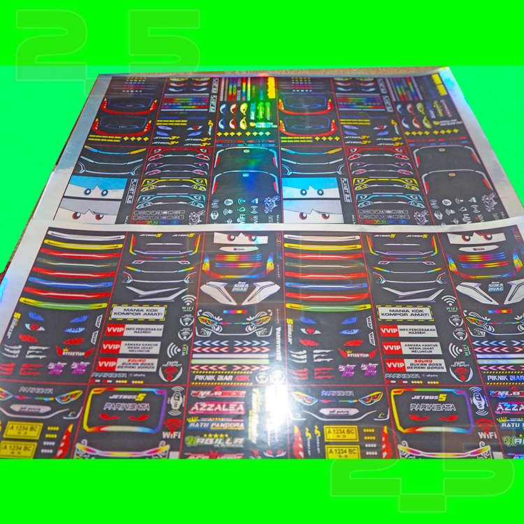

Sticker Miniatur Bus Bahan Hologram BELUM DIPOTONG