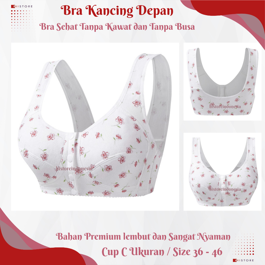 Bra Bh Wanita Push Up Kancing Buka Depan Tanpa Busa & Tanpa Kawat Lembut & Nyaman 3002