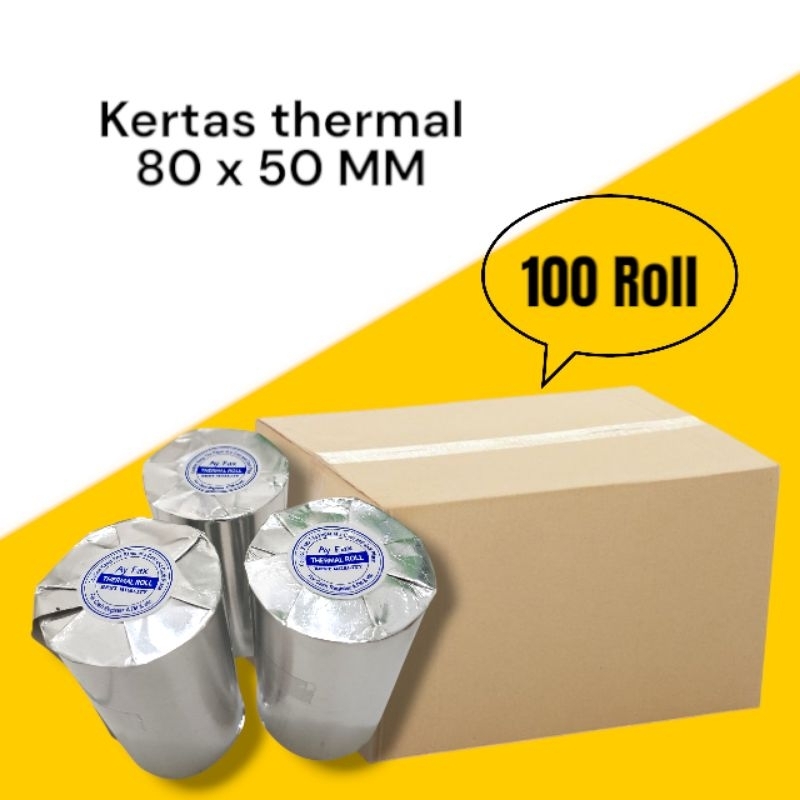 

Kertas thermal 80x50 paket 100 Roll Kertas struk kasir printer ukuran 80mm