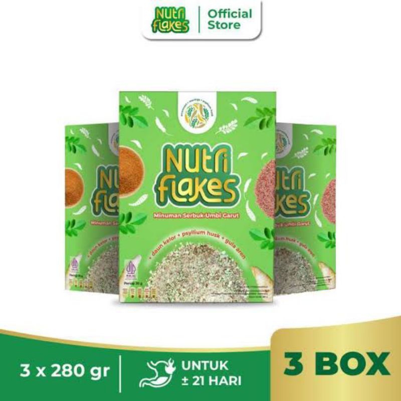 

Paket 3 Box Nutriflakes Original Sereal Umbi Garut Mengobati Asam Lambung BPOM