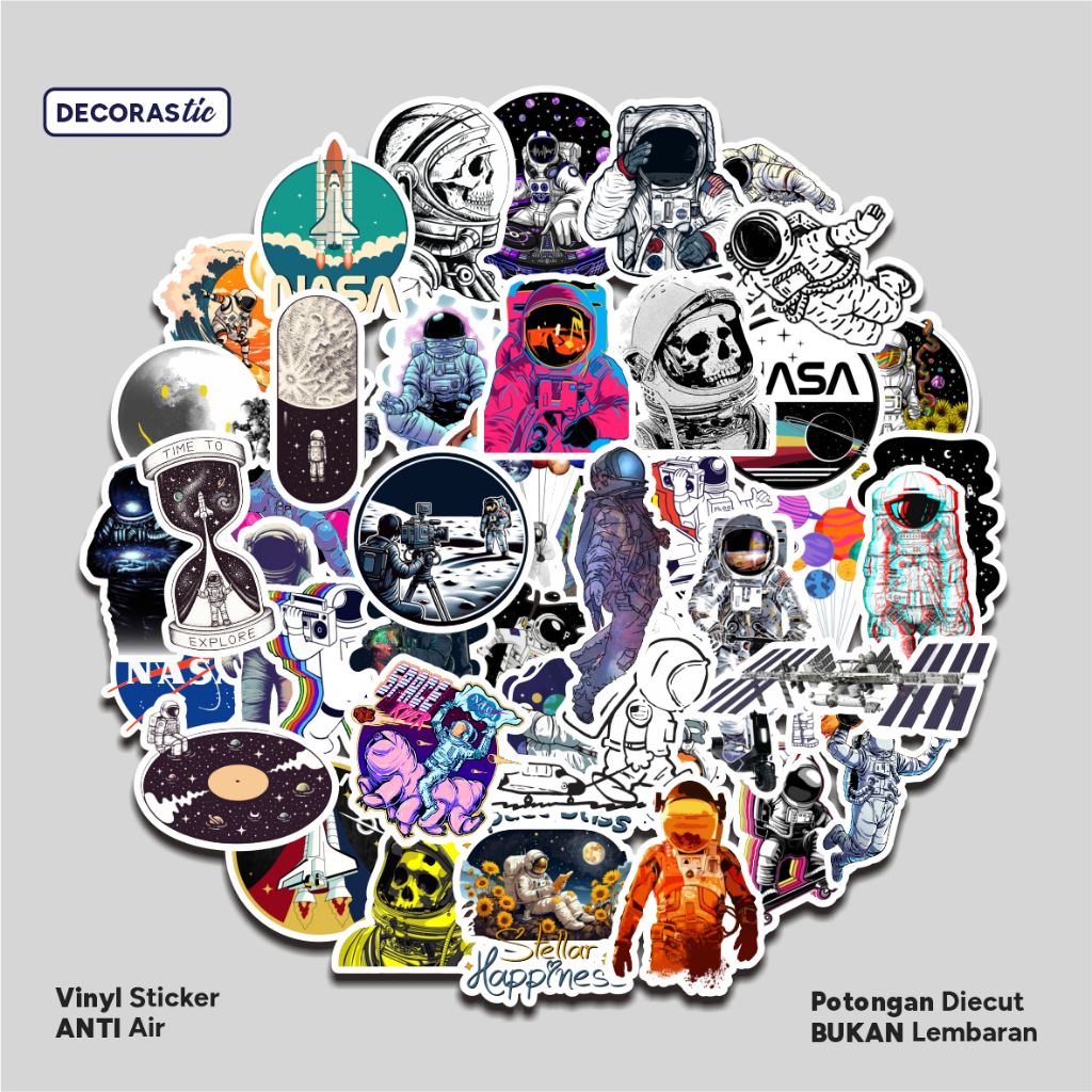 

Stiker Astronot Sticker Laptop Space Astronaut Hp Journal Aesthetic Casing Pack Buku Motor Anti Air