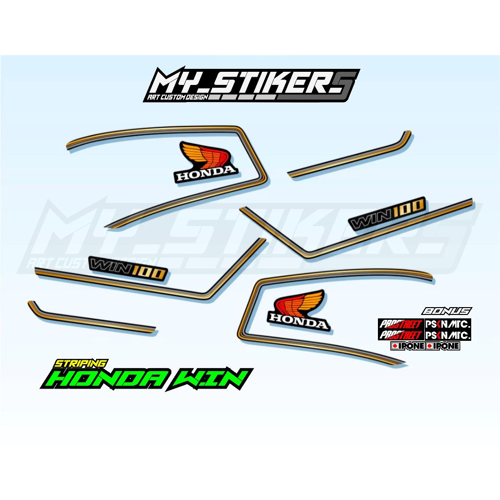 Striping Honda Win 100 Original Variasi Japan Jepang Custom Racing 1984 2002 2003 2004 2005 FDR Simp