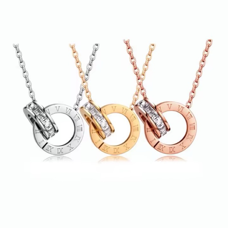 Kalung Titanium Wanita Liontin Ring Aksesoris elegan