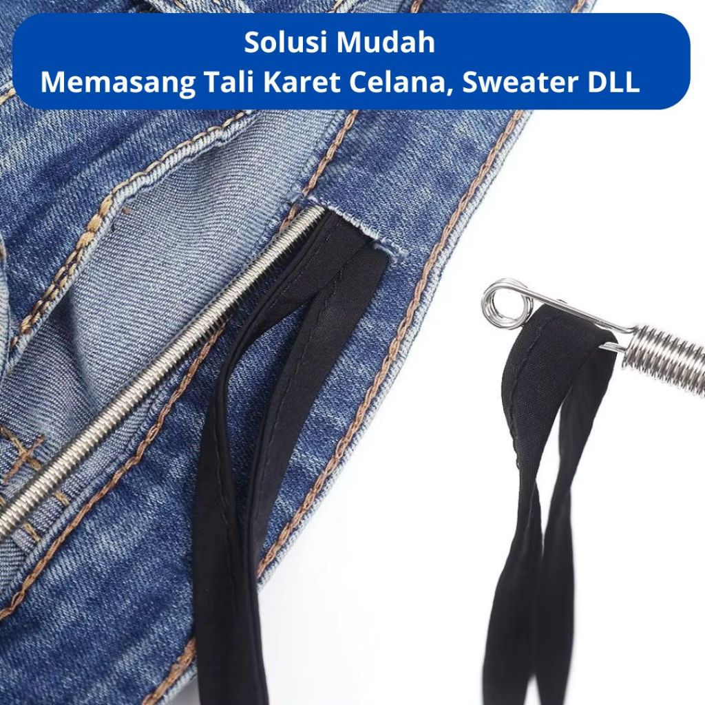 Alat Pasang Karet Celana Meteran Elastis Rol Kolor 1cm 2cm 3cm 4cm 5cm Rolan Hitam Putih Kecil Besar