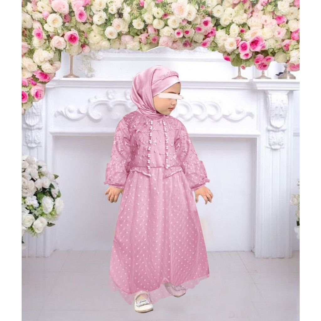 Gamis Zaskia kids (3-5thn)(6-8thn)(9-11thn) Gamis anak perempuan Kondangan Mewah Dress anak perempua