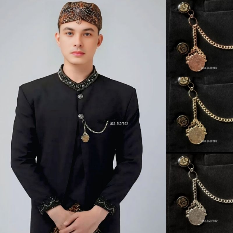 Bros Beskap Pria Jawa Sunda Betawi/Bros Rantai Jas/Bros Cowok/Bros Baju Adat Laki Laki/Baju Adat Per