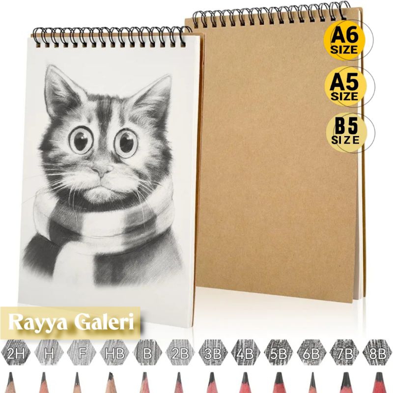 

Buku sketsa watercolour buku gambar tebal double ring kraft A5 A6 B5 buku sketsa watercolour