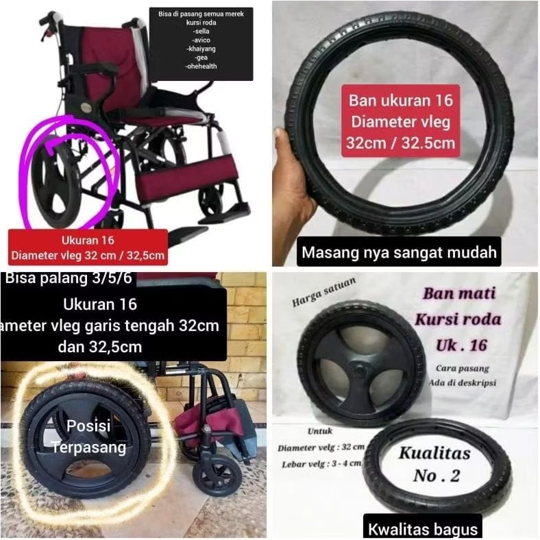 Ban Mati Mati Kursi Roda Uk 16/ Ban Belakang Kursi Roda