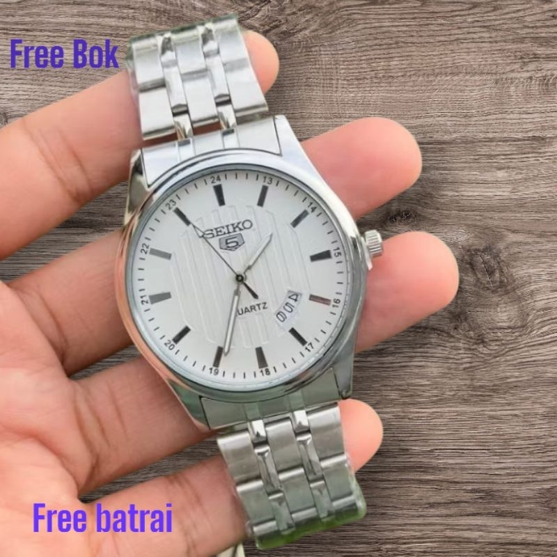 PROMO Jam Tangan Pria Seiko /Jam Tangan Cowok Elegan Rantai Free Bok