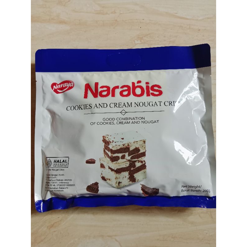 

Naraya Narabis Cookies and Cream Nougat Crisp Kemasan 200 Gram