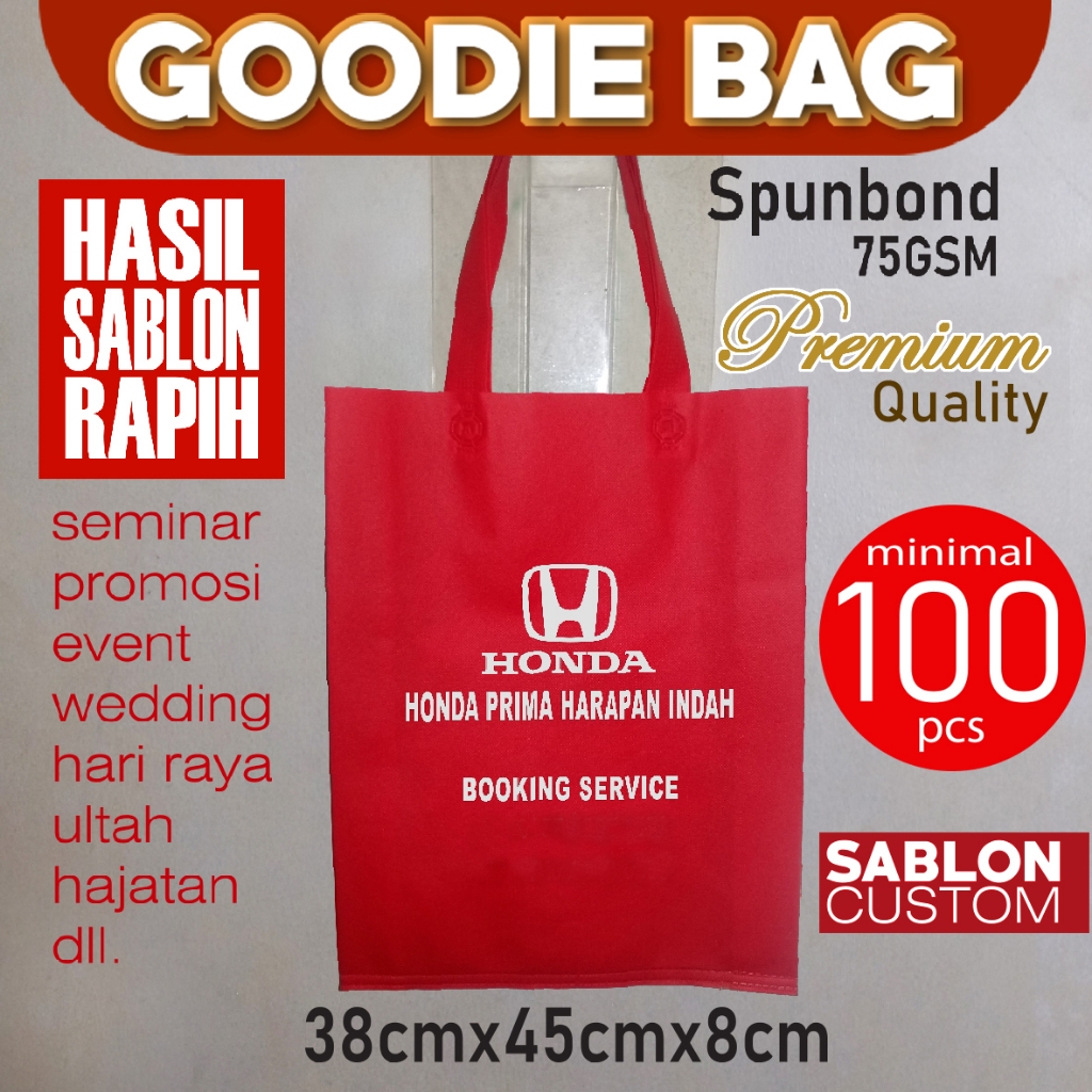 

Tas Spundbond Goodie bag Sablon Custom 38x45